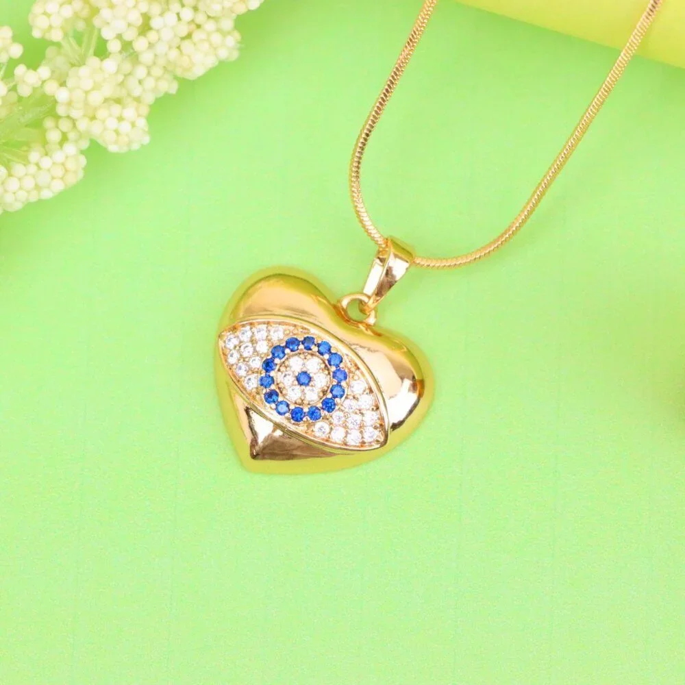 "Heart Shape Evil Eye Pendant in Rose Gold Finish, XPPT1576 - Picture 10 of 13